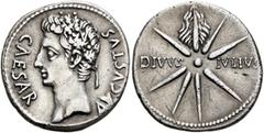 Roman Imperial Augustus, 27 BC-AD 14. Denarius (Silver, 20 mm, 3.73 g, 6 h), uncertain mint in Spain (Colonia Patricia?), circa 19/8 BC. CAESAR AVGVSTVS Head of Augustus to left, wearing oak wreath. R