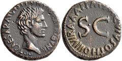 Roman Imperial Augustus, 27 BC-AD 14. As (Copper, 25 mm, 13.41 g, 8 h), with M. Salvius Otho, moneyer, Rome, 7 BC. CAESAR AVGVST PONT MAX TRIBVNIC POT Bare head of Augustus to right. Rev. M•SALVIVS•OT