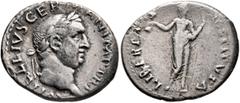 Roman Imperial Vitellius, 69. Denarius (Silver, 20 mm, 3.15 g, 6 h), Rome, late April-20 December 69. A VITELLIVS GERMAN IMP TR P Laureate head of Vitellius to right. Rev. LIBERTAS RESTITVTA Libertas 