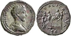 Roman Imperial Commodus, as Caesar, 166-177. As (Copper, 27 mm, 11.76 g, 12 h), Rome, 175. L AVREL COMMODVS CAES AVG FIL GERM Bare-headed and draped bust of Commodus to right, seen from behind. Rev. L