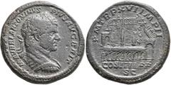 Roman Imperial Caracalla, 198-217. Sestertius (Orichalcum, 34 mm, 32.00 g, 12 h), Rome, 213. M AVREL ANTONINVS PIVS AVG BRIT Laureate and cuirassed bust of Caracalla to right, seen from behind. Rev. P