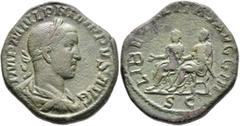 Roman Imperial Philip II, 247-249. Sestertius (Orichalcum, 29 mm, 21.75 g, 12 h), Rome. IMP M IVL PHILIPPVS AVG Laureate, draped and cuirassed bust of Philip II to right, seen from behind. Rev. LIBERA