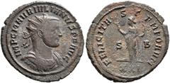 Roman Imperial Julian of Pannonia, usurper, 284-285. Antoninianus (Bronze, 23 mm, 3.86 g, 12 h), Siscia. IMP C M AVR IVLIANVS P F AVG Radiate, draped and cuirassed bust of Julian to right. Rev. FELICI