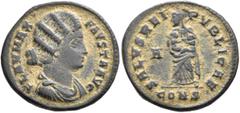 The Ramskold Collection, Part II Fausta, Augusta, 324-326. Follis (Bronze, 19 mm, 3.00 g, 6 h), Constantinopolis, 326. FLAV MAX FAVSTA AVG Draped bust of Fausta to right. Rev. SALVS REI PVBLICAE / CON