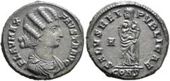 The Ramskold Collection, Part II Fausta, Augusta, 324-326. Follis (Bronze, 19 mm, 3.16 g, 6 h), Constantinopolis, 326. FLAV MAX FAVSTA AVG Draped bust of Fausta to right. Rev. SALVS REI PVBLICAE / CON