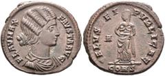 The Ramskold Collection, Part II Fausta, Augusta, 324-326. Follis (Silvered bronze, 19 mm, 3.24 g, 12 h), Constantinopolis, 326. FLAV MAX FAVSTA AVG Draped bust of Fausta to right. Rev. SALVS [R]EI PV
