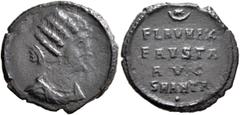 The Ramskold Collection, Part II Fausta, Augusta, 324-326. Follis (Bronze, 18 mm, 2.32 g, 6 h), Antiochia, July 326. Draped bust of Fausta to right, wearing single pendant earring and pearl necklace. 