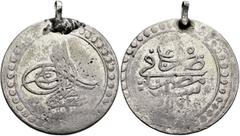 Early Medieval & Islamic ISLAMIC, Ottoman Empire. Mustafa III, AH 1171-1187 / AD 1757-1774. 40 Para (Silver, 38 mm, 14.70 g, 12 h), Egypt, AH 1171 = 1757/8. Tughra of Mustafa III. Rev. ‘ʿAlī / ḍuriba 
