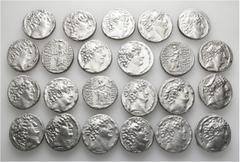 Group Lots A lot containing 23 silver coins. All: Seleukid Tetradrachms. Very fine to good very fine, but harshly cleaned. LOT SOLD AS IS, NO RETURNS. 23 items in lot. Ex Leu Web Auction 12, 30 May 20