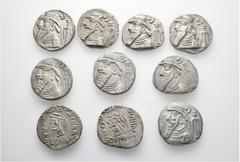 Group Lots A lot containing 10 billon coins. All: Kings of Elymais Tetradrachms. About very fine to good very fine. LOT SOLD AS IS, NO RETURNS. 10 coins in lot. From a European collection, formed befo