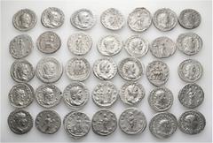 Group Lots A lot containing 35 silver coins. Including: Antoniniani of Caracalla (1), Gordian III (13), Philip I (6), Otacilia Severa (1), Philip II (2), Trajan Decius (7), Herennia Etruscilla (3), He