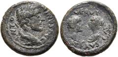 The Plankenhorn Collection: Mysia MYSIA. Parium. Antoninus Pius, with Marcus Aurelius as Caesar, 138-161. Hemiassarion (Bronze, 17 mm, 3.79 g, 7 h), circa 147-161. ANTONINVS AVG Laureate and draped bu