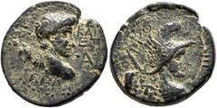 Roman Provincial LYCAONIA. Iconium. Germanicus, Caesar, 15 BC-AD 19. Assarion (Bronze, 21 mm, 6.00 g, 10 h), RY 1 of Tiberius = 14/5 AD. ΓΕPΜ - KAI / ET •A• Bare-headed, heroic bust of Germanicus to r