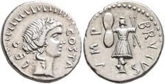 Roman Republican & Imperatorial Brutus, 43-42 BC. Denarius (Silver, 19 mm, 4.09 g, 12 h), with Pedianus Costa, military mint moving with Brutus and Cassius in western Asia Minor or northern Greece, la