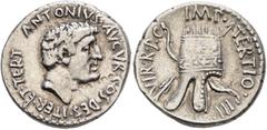 Roman Republican & Imperatorial Mark Antony, 44-30 BC. Denarius (Silver, 18 mm, 3.84 g, 1 h), Antiochia on the Orontes or a military mint travelling with Canidius Crassus in Armenia, 37. ANTONIVS•AVGV