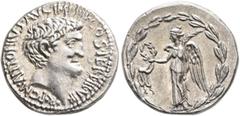 Roman Republican & Imperatorial Mark Antony, 44-30 BC. Denarius (Silver, 18 mm, 3.79 g, 12 h), D. Turullius, moneyer. Military mint moving with Antony (Actium?), summer 31. M•ANTONIVS•AVG•IMP•IIII•COS
