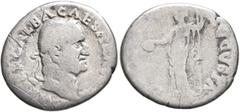 Roman Imperial Galba, 68-69. Denarius (Silver, 19 mm, 2.69 g, 7 h), Rome, circa July 68-January 69. IMP SER GALBA CAESAR AVG [P M] Laureate head of Galba to right. Rev. D[IVA] AVGVSTA Livia standing f
