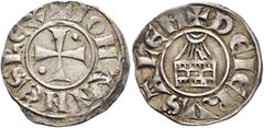 Early Medieval & Islamic CRUSADERS. Latin Kingdom of Jerusalem. John of Brienne, 1210-1225. Denier (Silver, 22 mm, 2.81 g, 7 h). ✠ IOHANNЄS RЄX Cross pattée with two pellets in angles. Rev. ✠ DЄ IЄRVS