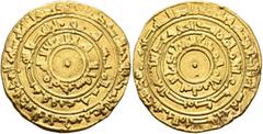 Early Medieval & Islamic ISLAMIC, Fatimids. al-Mu'izz li-Din Allah, AH 341-365 / AD 953-975. Dinar (Gold, 21 mm, 4.11 g), Bull’s-eye type, al-Mansuriya, AH 353 = 964/5. Three concentric circles of ins