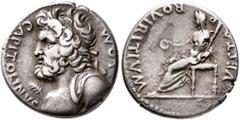 Roman Imperial Civil Wars, 68-69. Forces of Vitellius in Gaul and in the Rhine Valley. Anonymous, 2 January-19 April 69. Denarius (Silver, 16 mm, 3.33 g, 7 h), Lugdunum. 'Jupiter-Vesta Group'. I•O•M C