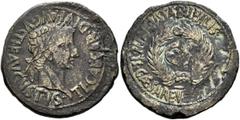 Roman Provincial SPAIN. Bilbilis. Tiberius, 14-37. As (Orichalcum, 30 mm, 12.07 g, 10 h), L. Aelius Sejanus, praetorian consul and honorary duovir, AD 31. TI•CAESAR•DIVI•AVGVSTI•F•AVGVSTVS• Laureate h