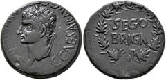 Roman Provincial SPAIN. Segobriga. Gaius (Caligula), 37-41. As (Bronze, 28 mm, 14.70 g, 12 h). C CAESAR AVG G[ERMANI]CVS IMP Laureate head of Gaius to left. Rev. SEGO/BRIGA in two lines within oak wre