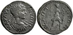 Roman Provincial ARCADIA. Mantinea. Caracalla, 198-217. Assarion (Bronze, 23 mm, 6.28 g, 1 h). MAP AVPH ANTΩNI Laureate, draped and cuirassed bust of Caracalla to right, seen from behind. Rev. MANTINE