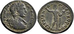Roman Provincial LYDIA. Sardis. Elagabalus, 218-222. Diassarion (Bronze, 26 mm, 5.25 g, 6 h). AYT K M AYP ANTΩNЄINOC Laureate, draped and cuirassed bust of Elagabalus to right, seen from behind. Rev. 