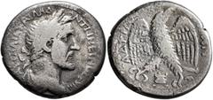 Roman Provincial CILICIA. Mopsouestia-Mopsos. Antoninus Pius, 138-161. Tetradrachm (Silver, 26 mm, 11.45 g, 6 h). ΑΥΤ ΚΑΙC Τ ΑΙΛ ΑΔ ΑΝΤⲰΝΕΙΝΟC ΕΥ Π Π Laureate bust of Antoninus Pius to right, seen fro