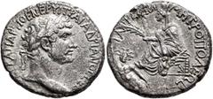 Roman Provincial CILICIA. Tarsus. Hadrian, 117-138. Tridrachm (Silver, 25 mm, 10.08 g, 12 h). [Α]ΥΤ ΚΑΙ ΘΕ ΤΡ ΠΑΡ ΥΙ ΘΕ ΝΕΡ ΥΙ ΤΡΑ ΑΔΡΙΑΝΟϹ ϹEB Laureate head of Hadrian to right. Rev. ΤΑΡϹΕΩΝ ΜΗΤΡΟΠΟΛ