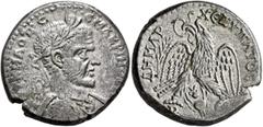 Roman Provincial SYRIA, Cyrrhestica. Beroea. Macrinus, 217-218. Tetradrachm (Billon, 25 mm, 12.47 g, 12 h). AYT K MA OΠ CЄ MAKPINOC CЄ Laureate, draped and cuirassed bust of Macrinus to right. Rev. ΔH