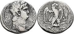 Roman Provincial SYRIA, Seleucis and Pieria. Antioch. Nero, 54-68. Tetradrachm (Silver, 26 mm, 13.60 g, 12 h), RY 10, CE 112 = 63/4. ΝΕΡΩΝ ΚΑΙΣΑΡ ΣΕΒΑΣΤΟΣ Laureate head of Nero to right, wearing aegis