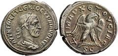 Roman Provincial SYRIA, Seleucis and Pieria. Antioch. Trajan Decius, 249-251. Tetradrachm (Billon, 28 mm, 11.44 g, 1 h), 249-250. AYT K Γ MЄ KY ΔЄKIOC TPAIANOC CЄB Laureate, draped and cuirassed bust 