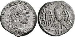 Roman Provincial PHOENICIA. Ace-Ptolemais. Caracalla, 198-217. Tetradrachm (Billon, 24 mm, 12.95 g, 6 h), 215-217. [Α]ΥΤ Κ Μ Α ΑΝΤΩ[ΝΙΝΟC CЄΒ] Laureate, draped and cuirassed bust of Caracalla to right