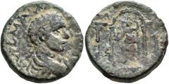 Roman Provincial ARABIA. Esbus. Elagabalus, 218-222. Tetrassarion (Bronze, 22 mm, 10.02 g, 6 h). ΑΥΤ C Μ AV[R ANTONINV] Laureate, draped and cuirassed bust of Elagabalus to right, seen from behind. Re