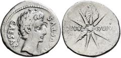 Roman Imperial Augustus, 27 BC-AD 14. Denarius (Silver, 21 mm, 3.21 g, 11 h), uncertain mint in Spain (Colonia Patricia?), 19-18 BC. CAESAR AVGVSTVS Head of Augustus to right, wearing oak-wreath. Rev.