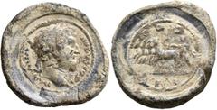 Roman Imperial Hadrian, 117-138. 'Aureus' (Lead, 28 mm, 11.78 g, 6 h), an offstrike in lead. Rome (?), 124-125. HADRIANVS AVGVSTVS Laureate head of Hadrian to right, with slight drapery on his left sh