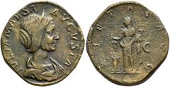 Roman Imperial Julia Maesa, Augusta, 218-224/5. Sestertius (Orichalcum, 30 mm, 21.32 g, 12 h), Rome, 218-222. IVLIA MAESA AVGVSTA Diademed and draped bust of Julia Maesa to right. Rev. PIETAS AVG / S 