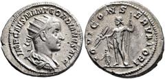Roman Imperial Gordian III, 238-244. Antoninianus (Silver, 23 mm, 4.88 g, 11 h), Rome, 238. IMP CAES M ANT GORDIANVS AVG Radiate, draped and cuirassed bust of Gordian III to right, seen from behind. R