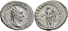 Roman Imperial Trajan Decius, 249-251. Antoninianus (Silver, 22 mm, 3.38 g, 12 h), Rome, 249-250. IMP C M Q TRAIANVS DECIVS AVG Radiate and cuirassed bust of Trajan Decius to right, seen from behind. 