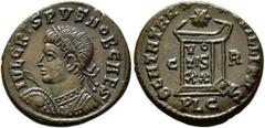 The Ramskold Collection, Part III Crispus, Caesar, 316-326. Follis (Bronze, 19 mm, 2.92 g, 6 h), a contemporary imitation of an issue from Lugdunum, irregular mint, after 322. IVL CRISPVS NOB CAES Lau