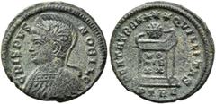 The Ramskold Collection, Part III Crispus, Caesar, 316-326. Follis (Bronze, 17 mm, 2.32 g, 11 h), a contemporary imitation of an issue from Treveri, irregular mint, after circa 321-323. CRISPVS NOBIL 