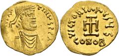 Byzantine Constantine IV Pogonatus, 668-685. Tremissis (Gold, 15 mm, 1.42 g, 7 h), Constantinopolis. δ N CONSTANTINЧS P P AЧ Diademed, draped and cuirassed bust of Constantine IV to right. Rev. VICTOR