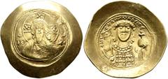Byzantine Michael VII Ducas, 1071-1078. Histamenon (Electrum, 30 mm, 4.38 g, 5 h), Constantinopolis. Bust of Christ Pantokrator facing; in fields, IC - XC. Rev. +MIX AHΛ BACIΛE Crowned bust of Michael