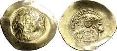 Byzantine Michael VII Ducas, 1071-1078. Histamenon (Electrum, 31 mm, 4.38 g, 7 h), Constantinopolis. Bust of Christ Pantokrator facing; in fields, IC - XC. Rev. +MIX AHΛ BACIΛE Crowned bust of Michael