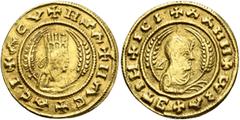The Dr. S. Coffman Collection of Axumite Coins, Part II Ezanas, circa 345-380. Chrysos (Gold, 17 mm, 1.56 g, 12 h), Christian types, posthumous issue, circa 380-after 400 (?). ✠HZA✠ИAC✠ACI✠ΛЄY Draped 