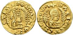 The Dr. S. Coffman Collection of Axumite Coins, Part II Nezana/Nezool, circa 480s-500. Chrysos (Electrum, 18 mm, 1.60 g, 12 h). ΘCΟΥ C-ΥΧΛΡΙCΤΙΛ Draped half-length bust of Nezana/Nezool to right, wear