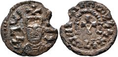 The Dr. S. Coffman Collection of Axumite Coins, Part II Ella Gabaz/Wazen Agad, circa late 550s-560s. Unit (Gilt Billon, 15 mm, 0.76 g, 12 h). ✠ወዘነ-ነገሠ ('wznngs' = 'Wazen, king' in Ge'ez) Draped bust o