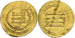 Early Medieval & Islamic ISLAMIC, 'Abbasid Caliphate. Al-Mu'tadid, AH 279-289 / AD 892-902. Dinar (Gold, 24 mm, 4.27 g, 11 h), Harran, AH 285 = 898/9. ‘lā ilāha illā / Allāh waḥdahū / lā sharīka lahū’
