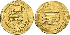 Early Medieval & Islamic ISLAMIC, 'Abbasid Caliphate. Al-Muqtadir, third reign, AH 317-320 / AD 929-932. Dinar (Gold, 25 mm, 4.12 g), Suq al-Ahwaz, AH 320 = 932/3. Citing his son, Abuʾl-ʿAbbas, as hei